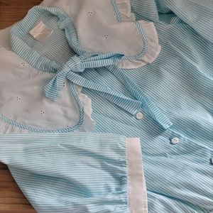 Vintage Blue & White Striped Collar Bib Dress